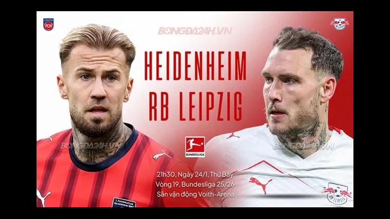 Cầu thủ Heidenheim và RB Leipzig tranh chấp quả bóng Cầu thủ Heidenheim và RB Leipzig tranh chấp quả bóng